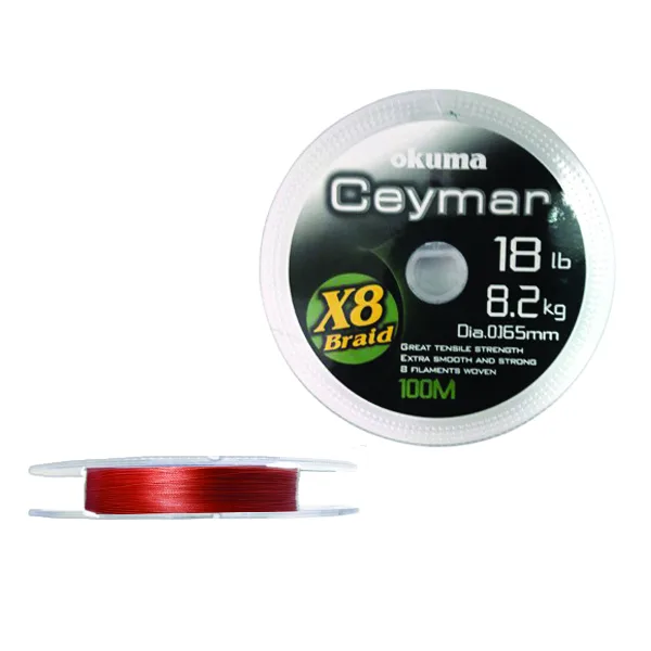 Okuma Ceymar Braid 8nitna 100m Red Color upredena struna za ribolov