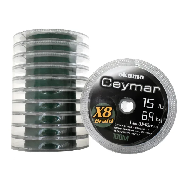 Okuma Ceymar Braid 8nitna 100m 0.148mm Green Color upredena struna za ribolov