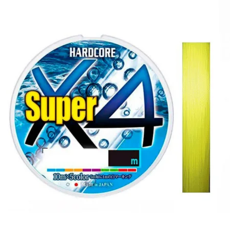 H4486-Y HARDCORE SUPER X4 150m #0.8 Hi-Vis Yellow 6.4kg (0.15mm)