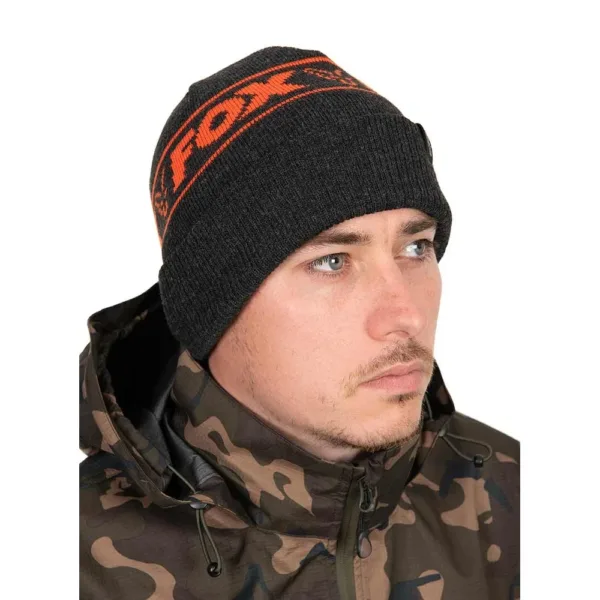 Fox Collection Beanie Hat - Black & Orange (CHH019)