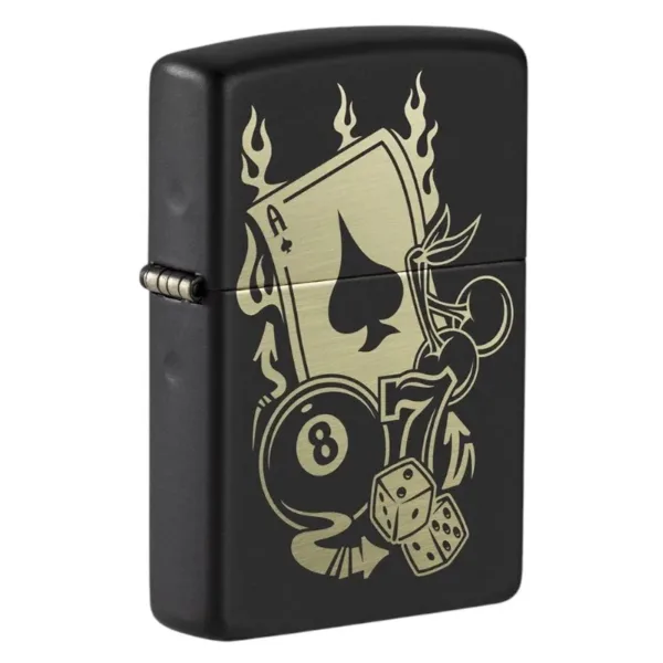 Zippo 49257 2020N Ace 8 Ball Dice on Black Matte Lighter